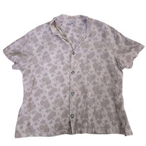 Vintage CP Shades Top Women's Medium Mauve Pink Floral 100% Rayon Button-Up